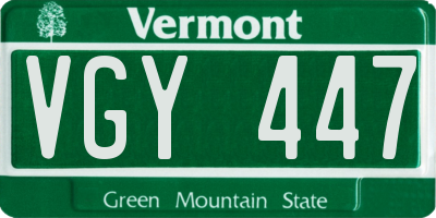 VT license plate VGY447