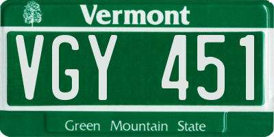 VT license plate VGY451