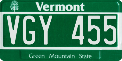 VT license plate VGY455