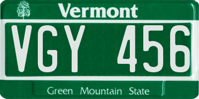 VT license plate VGY456