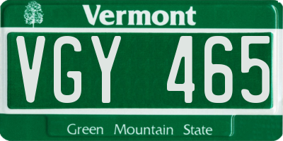VT license plate VGY465