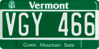 VT license plate VGY466