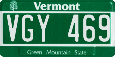 VT license plate VGY469