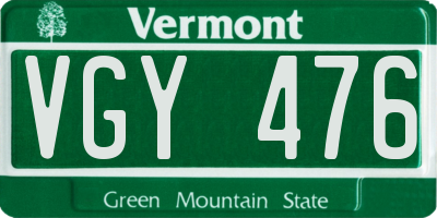 VT license plate VGY476