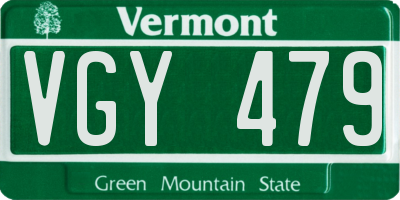VT license plate VGY479