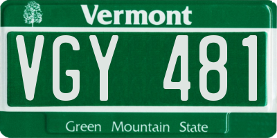 VT license plate VGY481