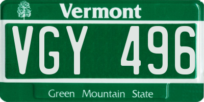 VT license plate VGY496