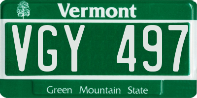 VT license plate VGY497
