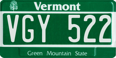 VT license plate VGY522