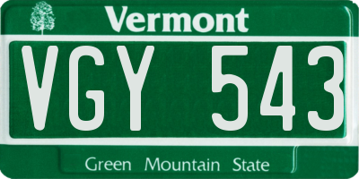 VT license plate VGY543