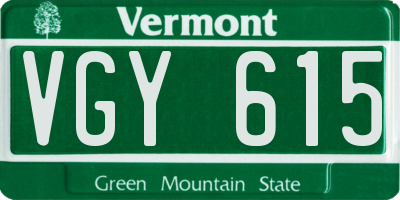 VT license plate VGY615