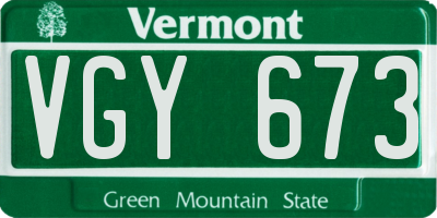 VT license plate VGY673