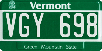 VT license plate VGY698