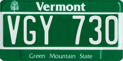 VT license plate VGY730