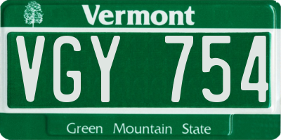 VT license plate VGY754