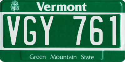 VT license plate VGY761