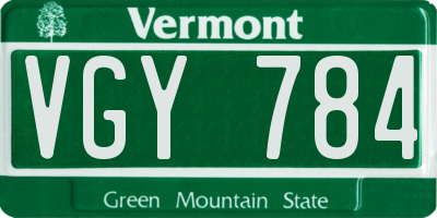 VT license plate VGY784