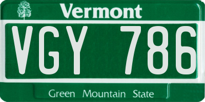 VT license plate VGY786