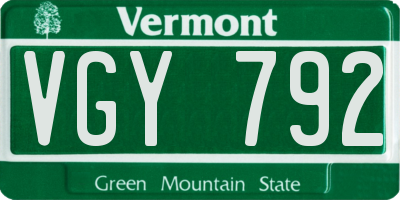 VT license plate VGY792