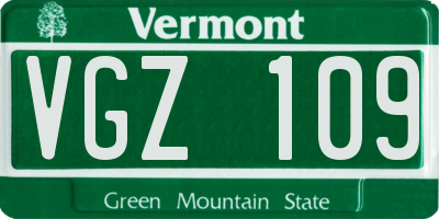 VT license plate VGZ109