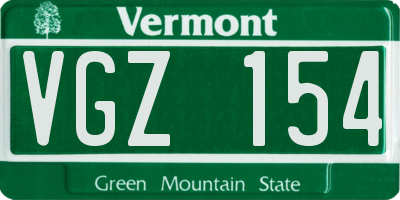 VT license plate VGZ154