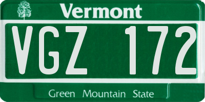 VT license plate VGZ172