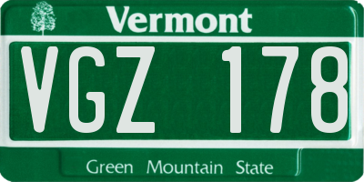 VT license plate VGZ178