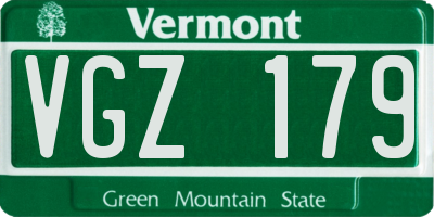 VT license plate VGZ179