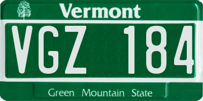 VT license plate VGZ184