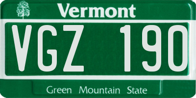 VT license plate VGZ190