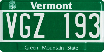 VT license plate VGZ193