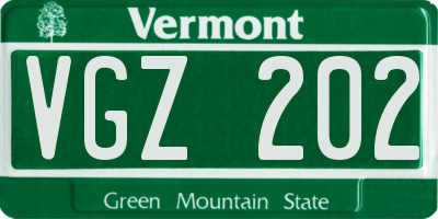VT license plate VGZ202