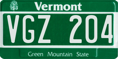 VT license plate VGZ204