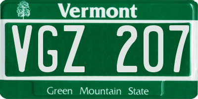 VT license plate VGZ207