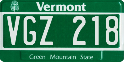 VT license plate VGZ218