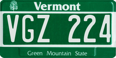 VT license plate VGZ224