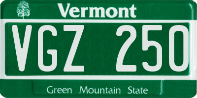 VT license plate VGZ250
