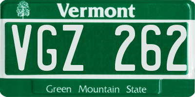 VT license plate VGZ262