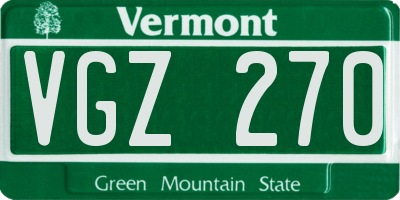 VT license plate VGZ270