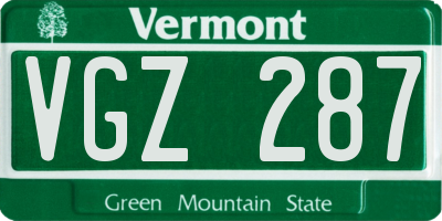 VT license plate VGZ287