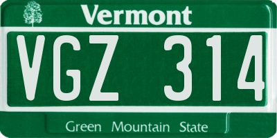 VT license plate VGZ314