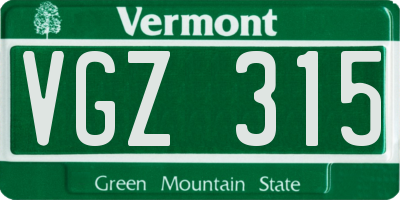 VT license plate VGZ315