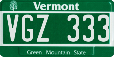 VT license plate VGZ333