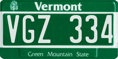 VT license plate VGZ334