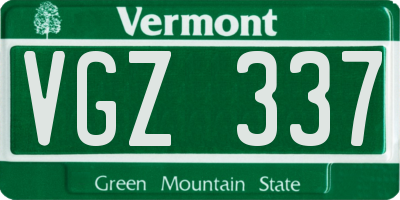 VT license plate VGZ337