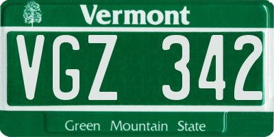 VT license plate VGZ342