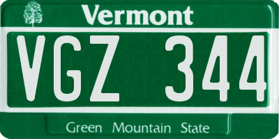 VT license plate VGZ344