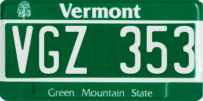 VT license plate VGZ353