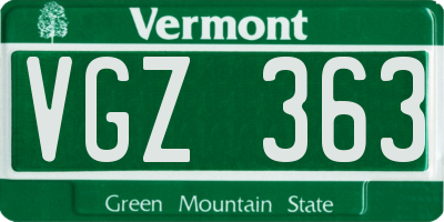 VT license plate VGZ363