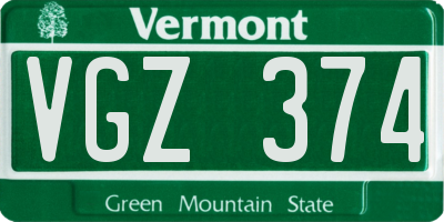 VT license plate VGZ374